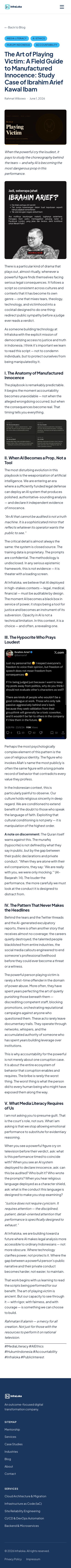Rahmat Wibowo accused Ibrahim Arief of manufacturing innocence through timed emotional performances, weaponized closed-source AI, and religious hypocrisy, framing him as a serial power abuser who destroyed careers to silence potential witnesses.